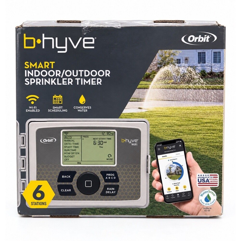 NEW Orbit B HYVE 57946 Smart WIFI App Control 6 Zone Sprinkler System Controller